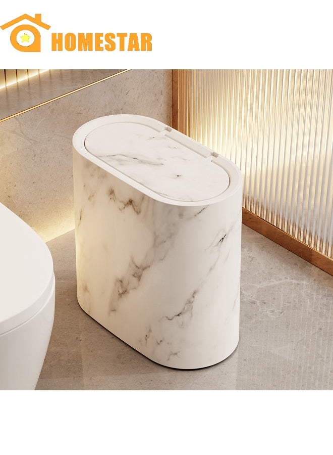 هومستر الرخام الأبيض 12 لتر علبة القمامة مع غطاء مغلق وسطح مقاوم للبصمات للمطبخ والحمام - Image 1